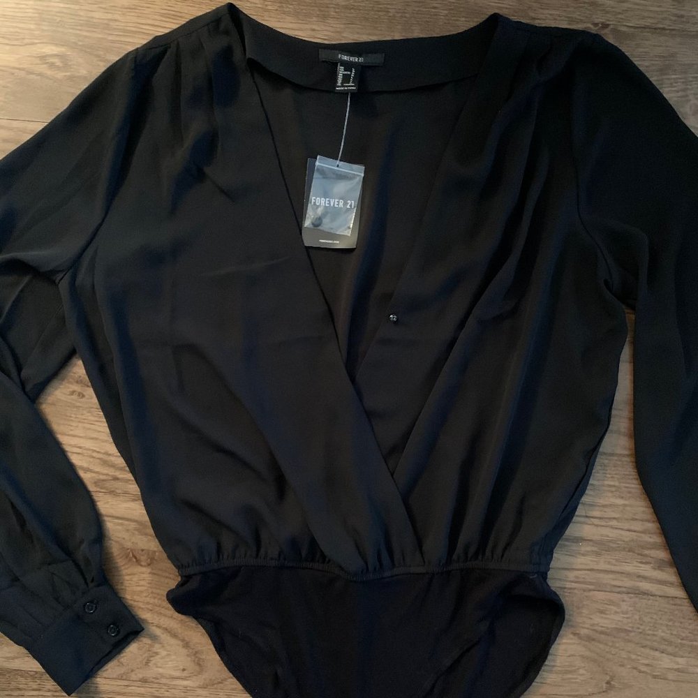 Forever 21 Woven Black Bodysuit